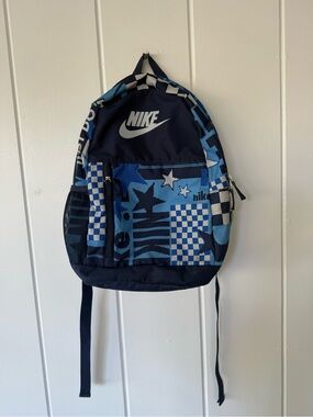 Nike Kids Navy and Light Blue Graphic Backpack